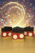 The Original Mouse handmade cold process soap bars with whimsical background